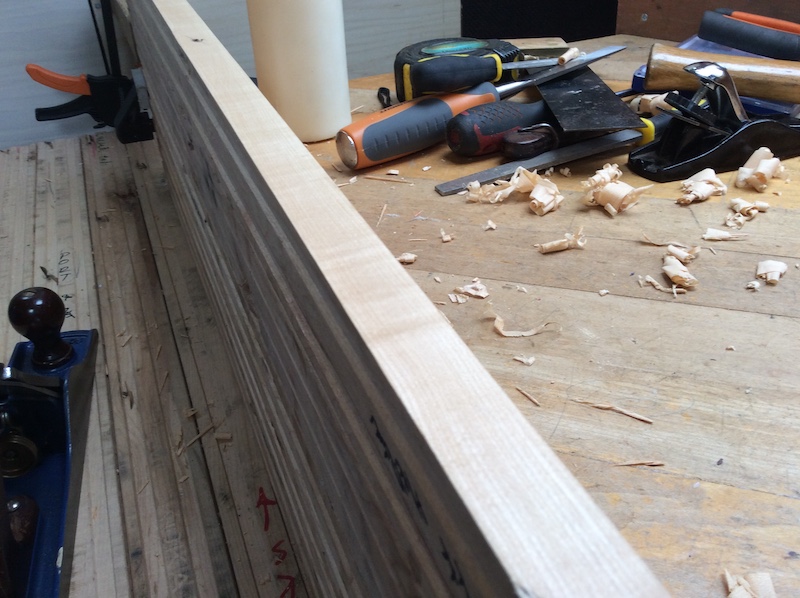 close up of planed maple plank