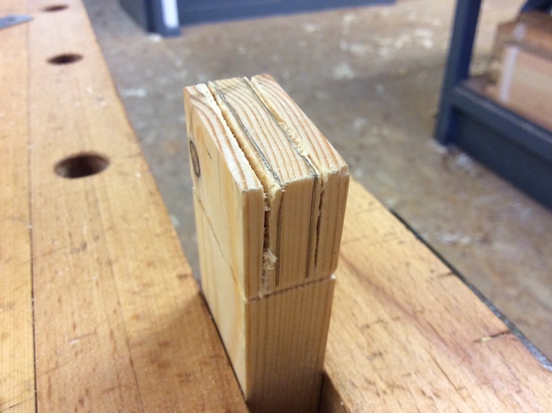 sawing practice along a tenon