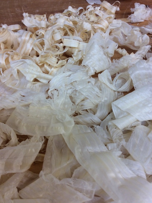 close up of woodshavings